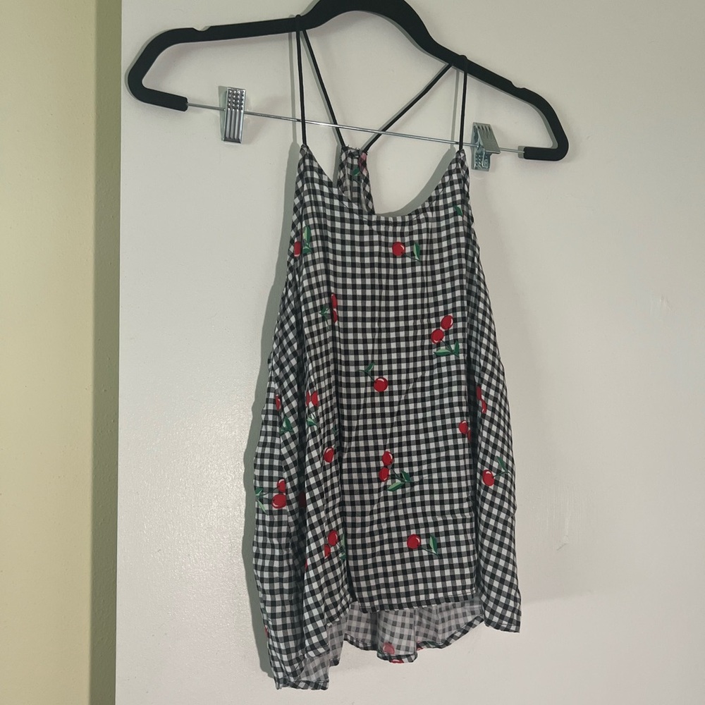 No Boundaries Black and White Asymmetrical Camisole
